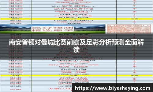 南安普顿对曼城比赛前瞻及足彩分析预测全面解读